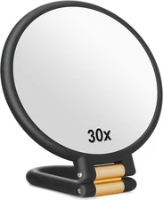 30x Magnifying Mirror, Travel Hand Mirrors with Handle - Double Side Handheld Mi