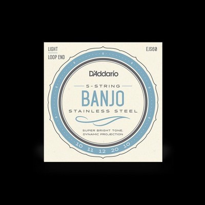 Set of D'Addario model EJS60 5-String Banjo strings , Nickel, Light, 9-20