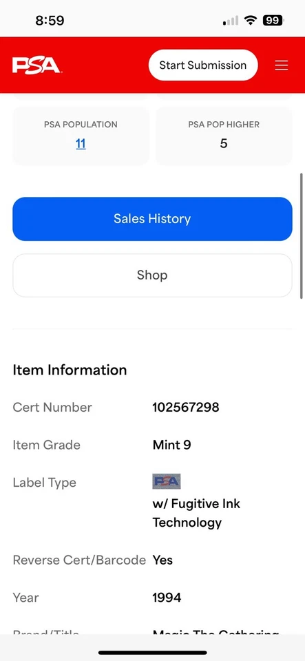 STONE GIANT Revised Edition 1994 Magic The Gathering MTG TCG PSA 9 🔥MINT🔥 - Image 4 of 4