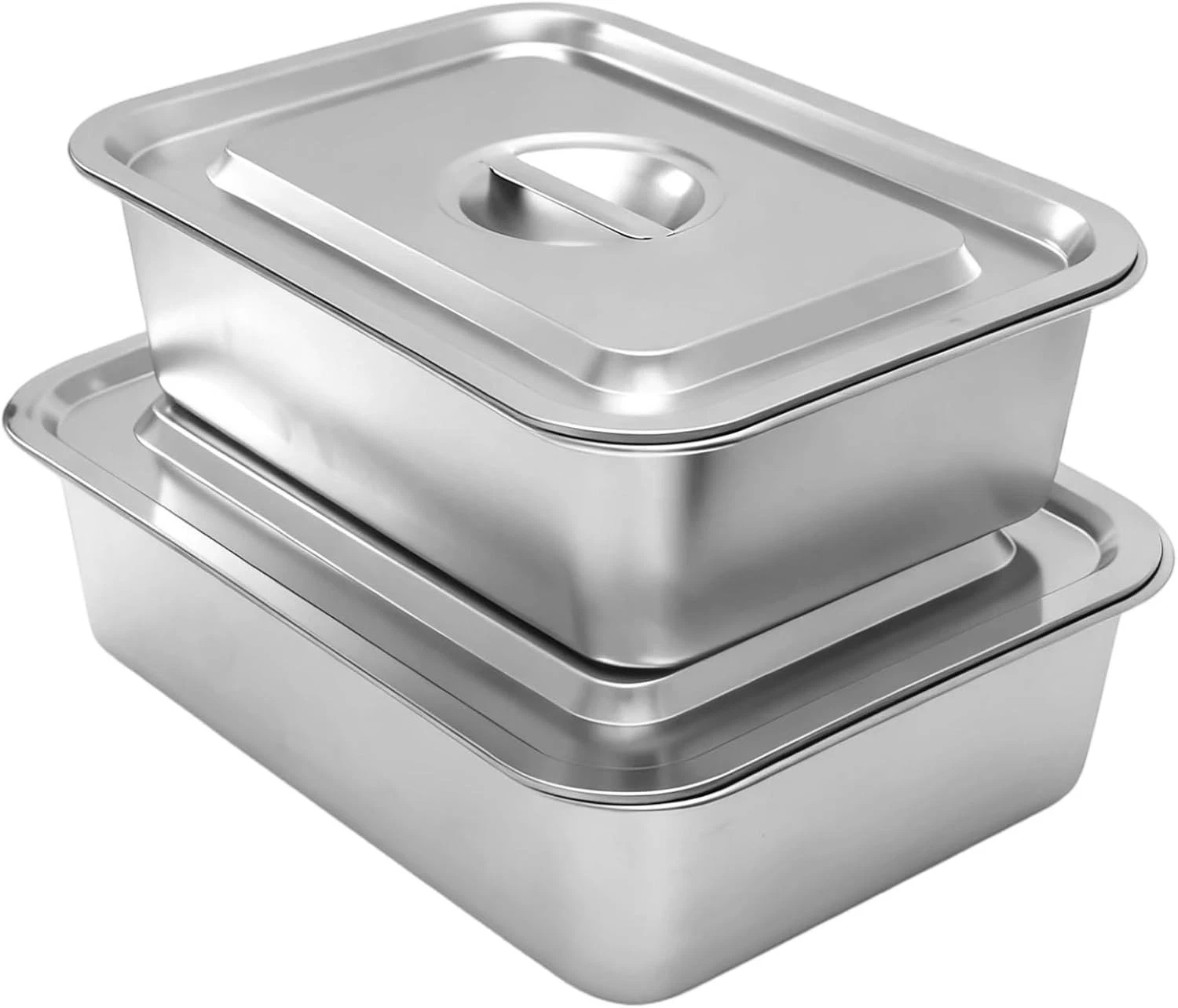 4 Inch Deep Baking Pan W/ Lid 2 Pack Stainless Steel Lasagna Pan 7.4QT 9.2QT