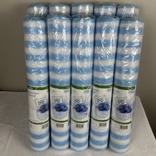 Lot Of 10 Rolls Deco Mesh 21 Inches X 10 Yards New Stripes White & Sky Blue Baby