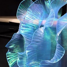 Iridescent Organza Ruffle Lace Trim Pleated Fabric Edging for Party 