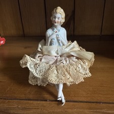 Antique Art Deco Porcelain Half Doll Pin Cushion 1920s-1930s Vintage