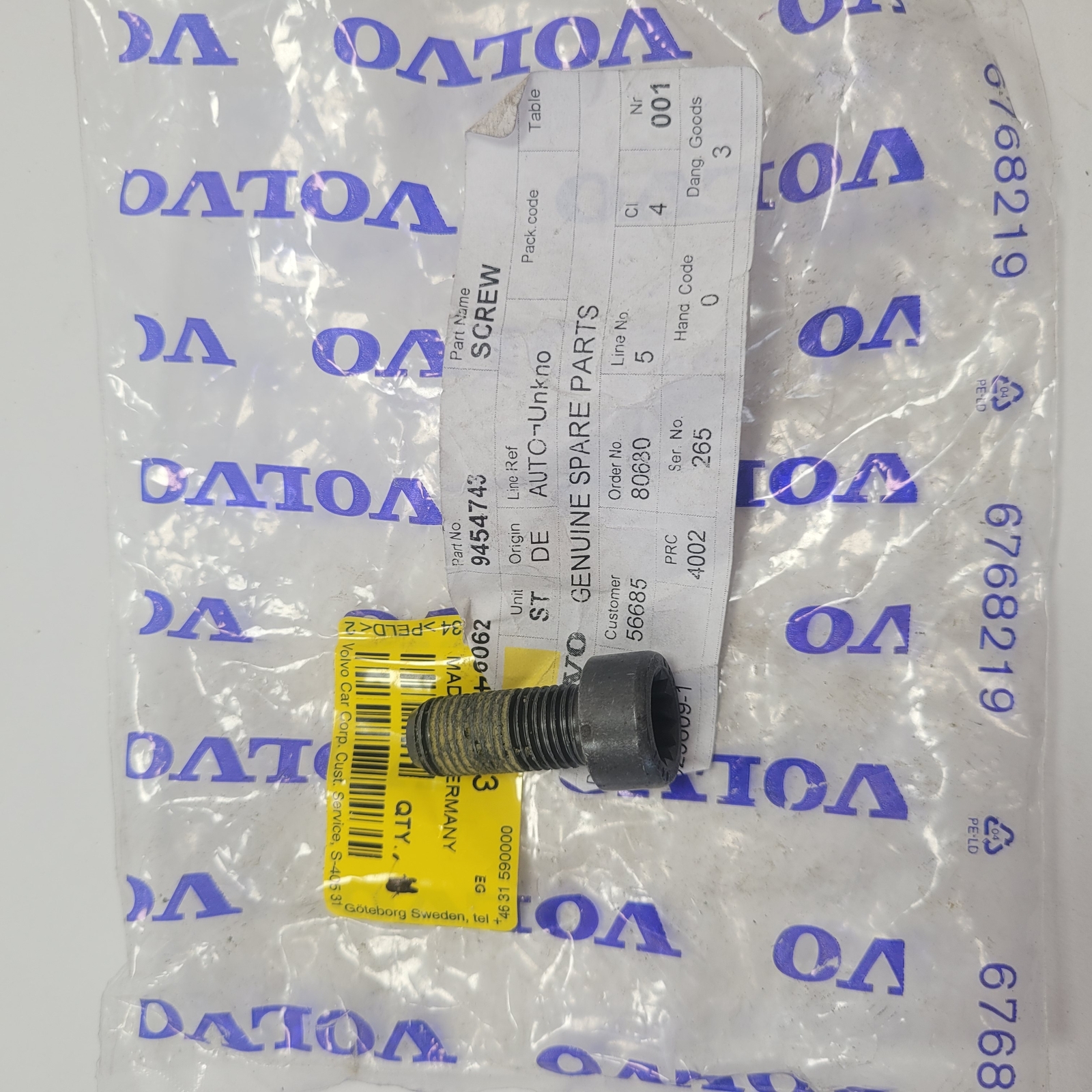 Volvo 10 x Fly Wheel Bolts M11x26 Genuine 9454743 for sale online  