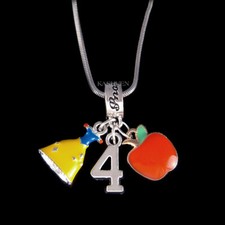 4 Year Old Girls Birthday Gift Princess Snow White Apple 6th 7th Charm Necklace