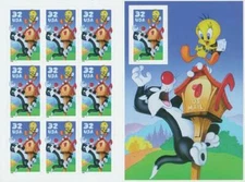 1998 Sylvester Tweety Sheet of 10 32 cents US Postage Stamps Scott #3204  MINT