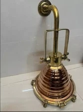 Nautical Vintage Antique Marine Brass and Copper Hanging Cargo Pendant Light