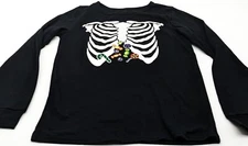 Kids Black Long Sleeve Skeleton Ribcage Candy Shirt L (12/14) Cotton/Polyester