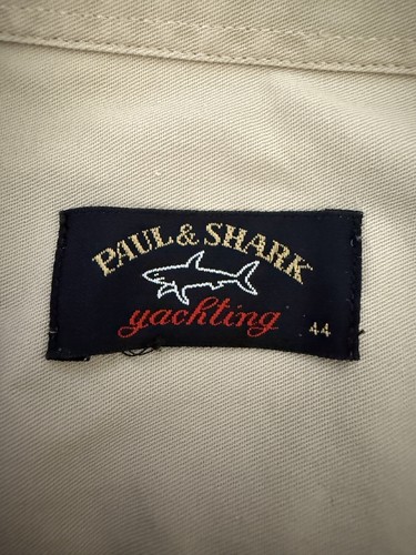 Vintage Paul & Shark Yachting Tan Khaki Button Shirt Anchor & Patch Size 44 XL - Picture 2 of 12