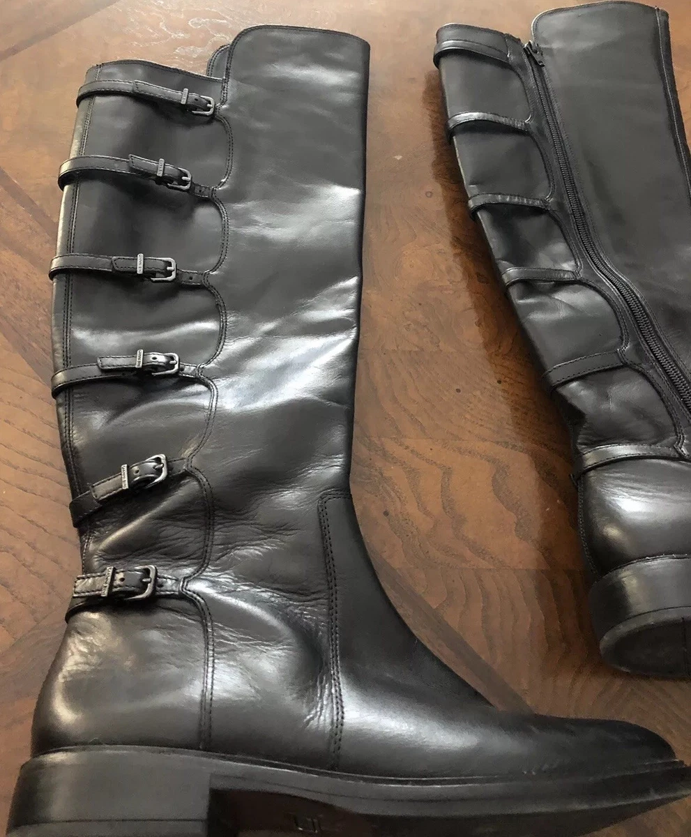 Gianni Bini Tall Black Leather Red Bottom Women's Boots size 6.5M