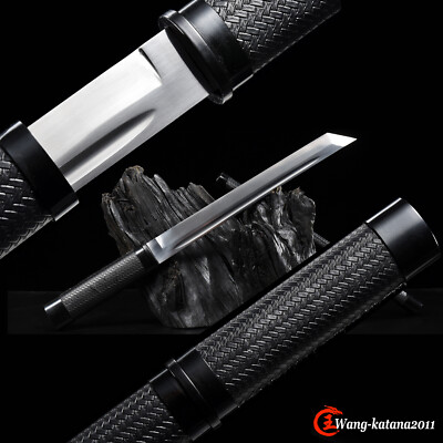 18'' Sharp Black Short Sword Japanese Samurai Tanto Self-defence Knife 9260 Steel