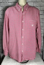 CHAPS Mens Shirt XL Pink White Gingham Button Down Woven 100% Cotton Vintage