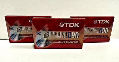 TDK SUPERIOR D90 Lot Of 3 Blank Audio Cassette Tapes - New/Sealed