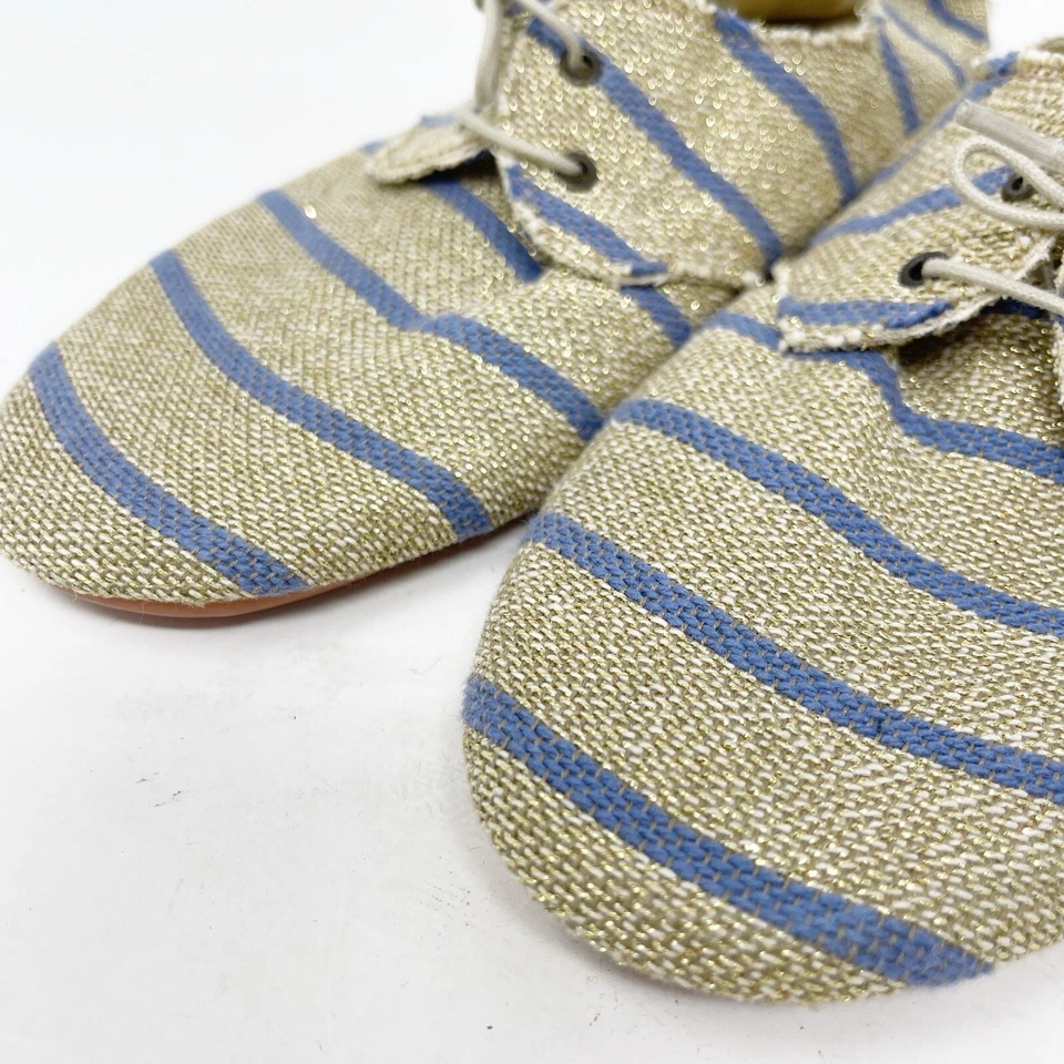 Zapatos planos Anniel SOFT dorados metálicos a rayas talla 8 tejidos de yute con cordones EU 39 Foto 2 de 4