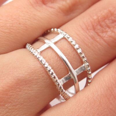 925 Sterling Silver Marsala Modernist Ring Size