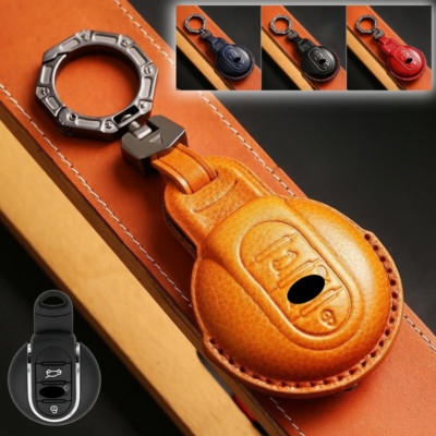 Genuine Leather Car Smart Key Fob Case Cover Bag For BMW Mini Cooper 2015-2017 