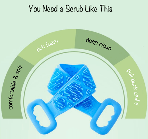 Silicone Bath Towel Back Brush Scrubber Exfoliating Scrub Body Wash Dual Side - Picture 5 of 16
