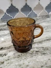 Vintage Diamond Kimberly Anchor Hocking Brown Amber Glass Mug Cup USA Oven Proof