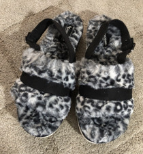 Koolaburra By UGG Womens Sandals Cheetah Slide Sleepers fuzzy black-white Size10