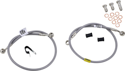 すのー White Stainless Steel Front 2-Lines Brake Line Kit - For 06