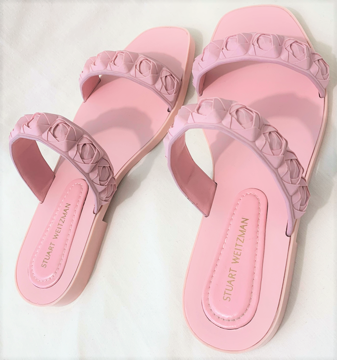 New Stuart Weitzman Rosita Dual Strap Slide Rubber Sandal Pink Flat Size 6 298 eBay