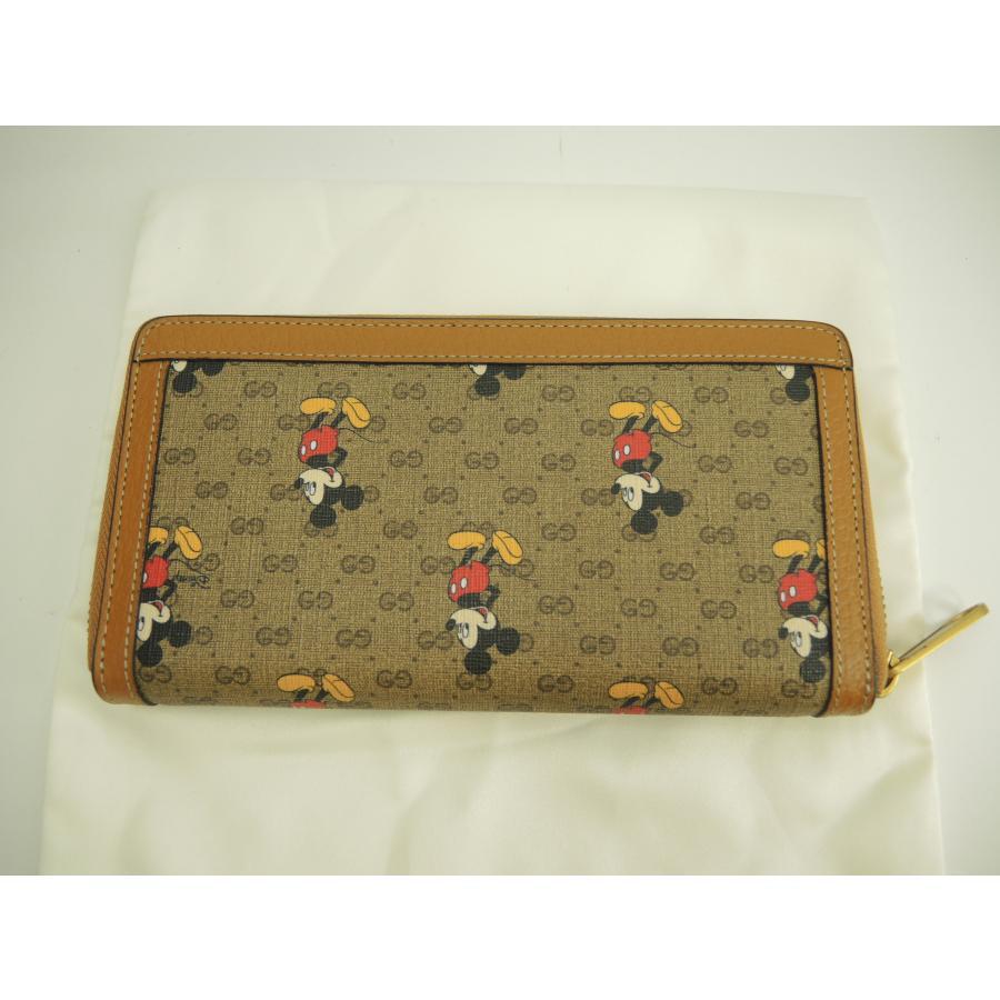Gucci Mickey Mouse Micro GG Brown Round Zip Long Wallet