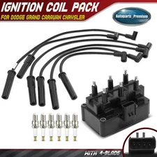 1x Ignition Coil & 6x Iridium+Platinum Spark Plugs & 6x Wires for Dodge Chrysler