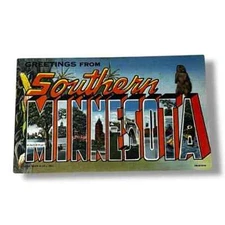 Postcard Greetings From Southern Minnesota Large Letter Linen Card D125