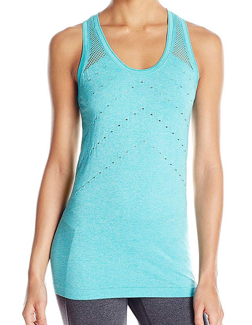 Saucony Dash Womens Tank Top Seamless Running Fitness Teal XL