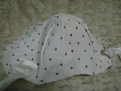 rn　Bonet et Bonet Geraldine Vintage Vintage 40s 50s Satin Hat Bonnet GLITTER S Ivory Baby Ruffles | eBay