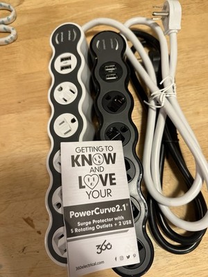 Power Curve 2.1 Surge Protector with Five Rotating Outlets +2 Usb Ports