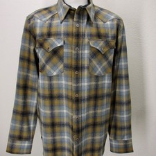 NWOT Pendleton Canyon Wool Plaid Button-Up Shirt in Grays and Browns M/L DD93