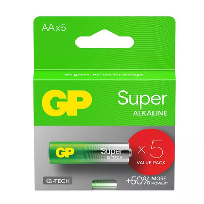 5x GP Super Alkaline AA 1.5V LR6 Batteries Long Lasting