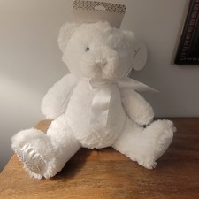 Hallmark White Plush Bear My First Teddy Bear Bow Stuffed Animal