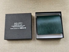 AGIHEI Coin Purse Green/tan Genuine Leather Mini Wallet Mini Bag W/ Box New