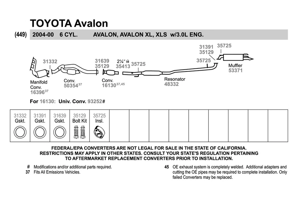 For Toyota Tacoma 05-15 Graphoil Composite Donut Exhaust Manifold Flange Gasket Foto 4 de 4