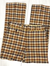 Vintage 70s Levis Panatela Plaid Pants Disco Mens 32x32 Polyester Leisure Cuffed