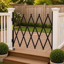 48 X 45 Inch Retractable Deck Gate with Wheels for Patio, Yard