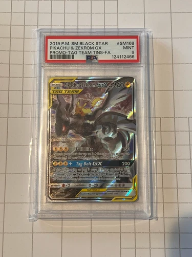 Pikachu & Zekrom GX SM168 Sm Holo - PSA 9