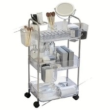 Portable 3-Tier Clear Acrylic Makeup Cart with Wheels – Rolling Storage Organize