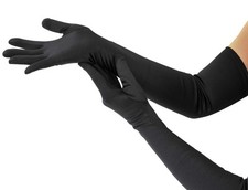 Nackiy Long Black Opera Gloves for Women, 1920s Satin Stretchy Elbow Length P...