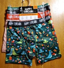 Happy Threads Athletic Boxer Briefs 4pk Boys S Small 6/7 Christmas Holiday