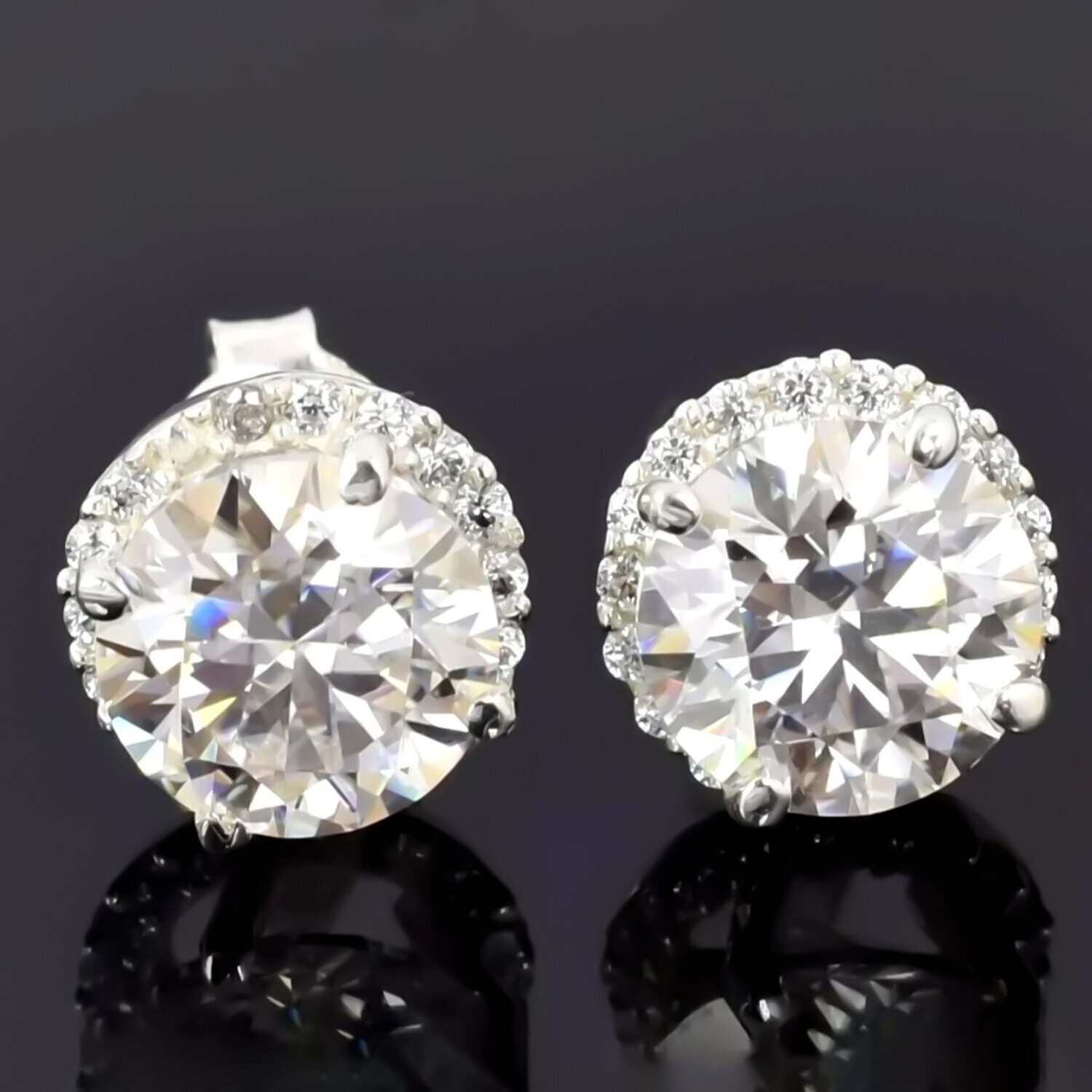 5.50 Ct Round Cut Off-White Diamond Studs 925 Silver Certified Great Luster