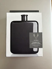 Viski Gunmetal Flask, Black Stainless Steel Flask with Screw Top