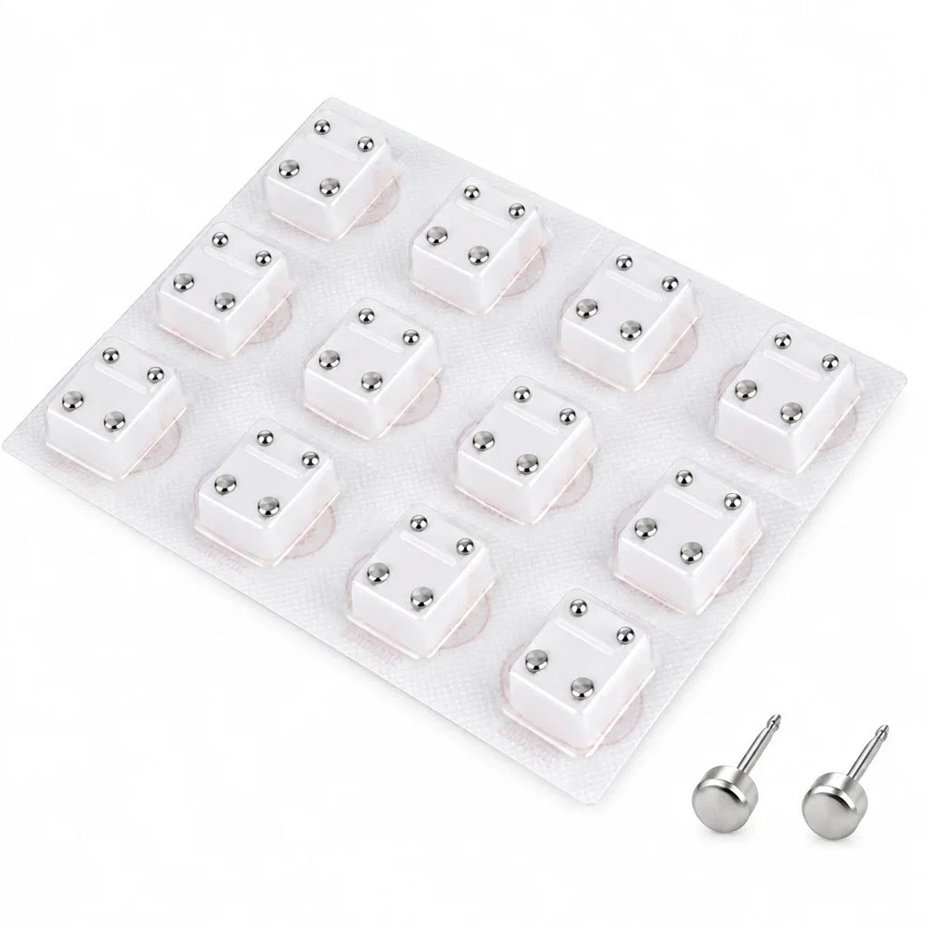 12 Pcs Sterile Steel Stud Earrings Sealed Blister Pack Body Piercing Tools image 1