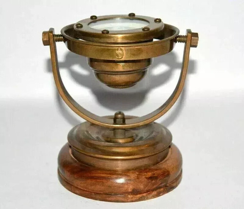 Antique brass nautical gimbal compass vintage ship binnacle gimballed - 第 2/5 張圖片