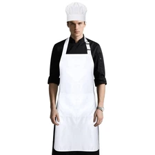 Chef Apron and Hat Set Chef Hat Adjustable Kitchen Apron with 2 Pockets Baker...