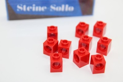 Lego (c) 10x 1x1 Stein m. Loch - 6541 - rot - red - Technic