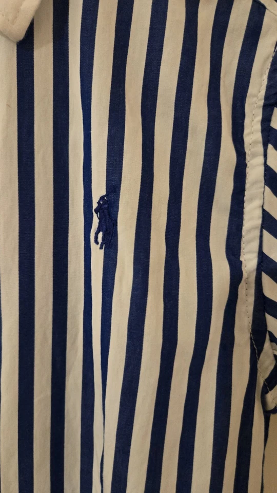 VESTIDO CAMISERO RALPH LAUREN POLO AZUL Y BLANCO NIÑAS RAYAS TALLA 12 🔥 Foto 4 de 4