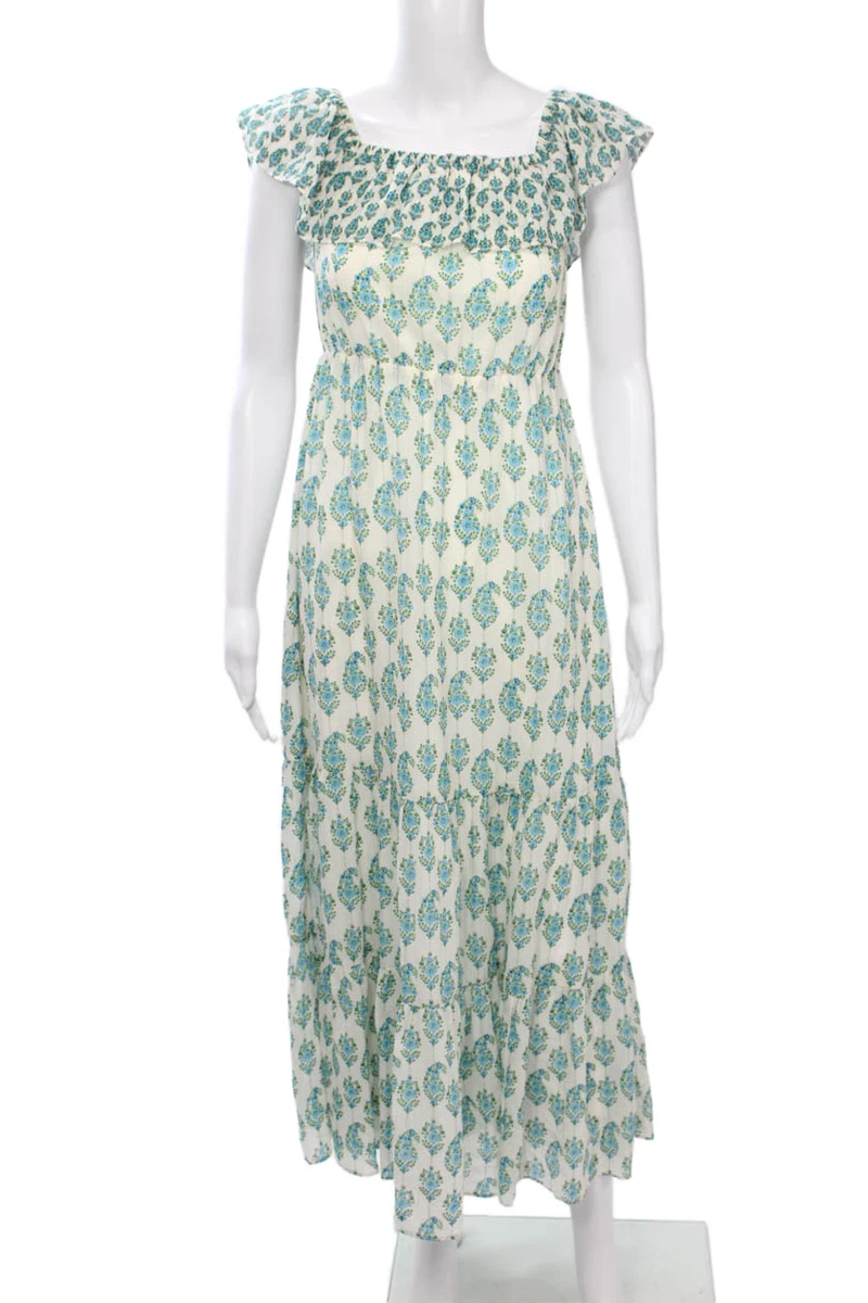 chinese dress ladies CLUB MONACO Women's Embroidered Eyelet Maxi Dress, Lt.Yellow/Jaune Clair,  10 at Amazon Women's Clothing store main image 1